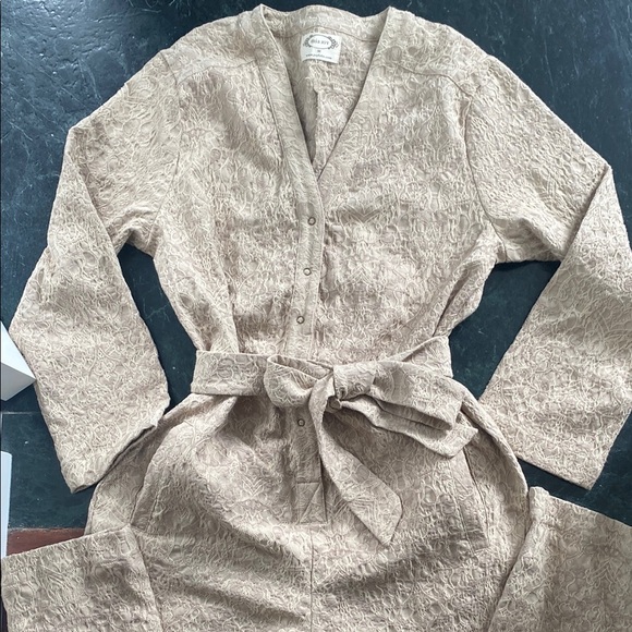 Joyfolie Pants - Joyfolie Textured Tan Jumpsuit